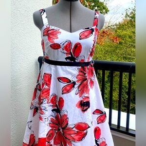 Cotton Floral Fully Lined Belted Women’s Dress with tule size medium
